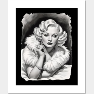 Mae West Black and White Portrait Posters and Art
